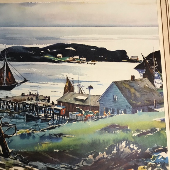 Watercolor Art Harbor Seaport C. Ivar Gilbert lithograph  Print Coming into port - Picture 7 of 16